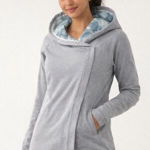 Light Gray Hooded Sweatshirt with Buttons